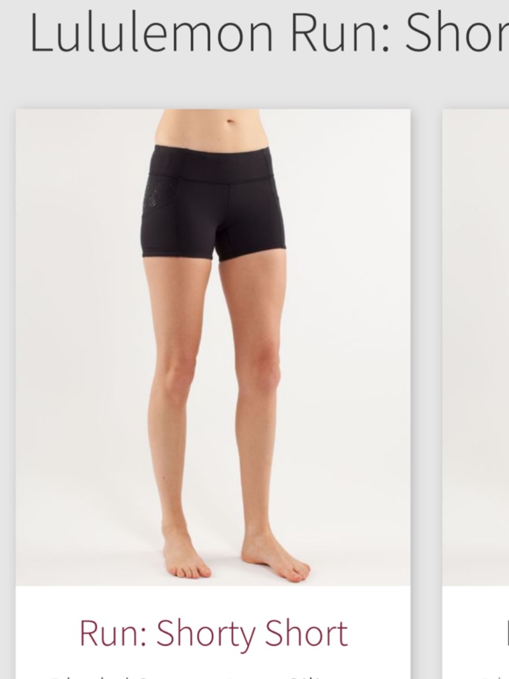 lululemon athletica Black Run Shorty Bike Shorts